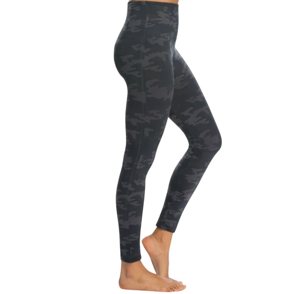 Spanx Womens Camoflauge Ankle Leggings Size S Black High Rise Athletic FL3515